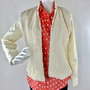 Zoe D. Full Zip Cream Jacket Size S